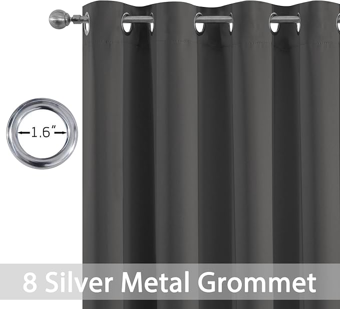 Yakamok Room Darkening Curtains 52x96 inch Length Charcoal Grey-Living Room | 2 - Image 2