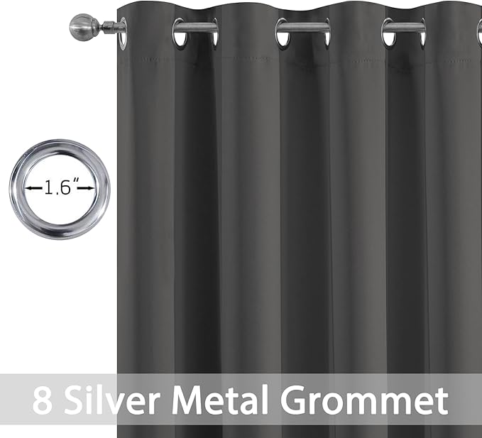 Yakamok Room Darkening Curtains 52x63 inch Length Charcoal Grey-Living Room | 2 - Image 2