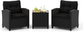 Tangkula 3 Piece Patio Furniture Set, Rattan Conversation Set w/Soft Seat & by TANGKULA