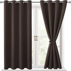 Blackout Curtains for Bedroom, 52 x 54 Inches Long, 2 Panels | Thermal by Hiasan