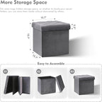 B FSOBEIIALEO Storage Ottoman Cube, Velvet Tufted Folding Ottomans - Image 3