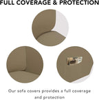 PureFit Stretch Couch Covers for Sofa 4 Seater Slipcovers Tan | 1-Piece Sofa - Image 3