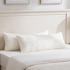 Fancy Homi Set of 2 Cream White Boho Long Lumbar Body Decorative Throw Pillow by Fancy+Homi