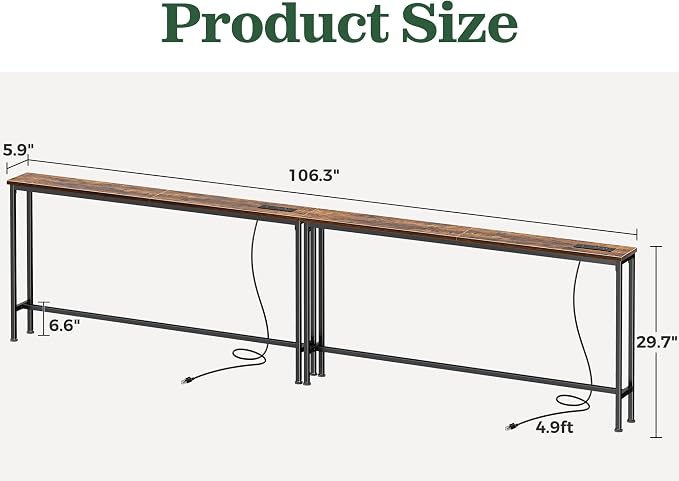SUPERJARE 106.3 Inch Sofa Table - Image 3
