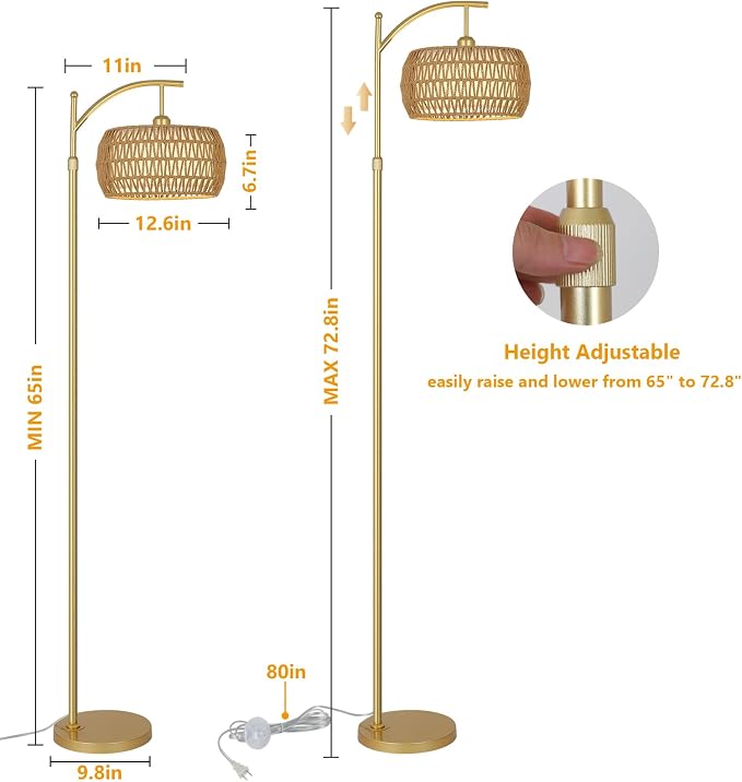 eyassi Arc Floor Lamp with 3 Color Temperatures, LED Gold Floor Lamp with - Image 5