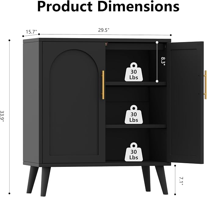 Keehusux 15.7" D Set of 2 Modern Buffet Cabinet - Image 2