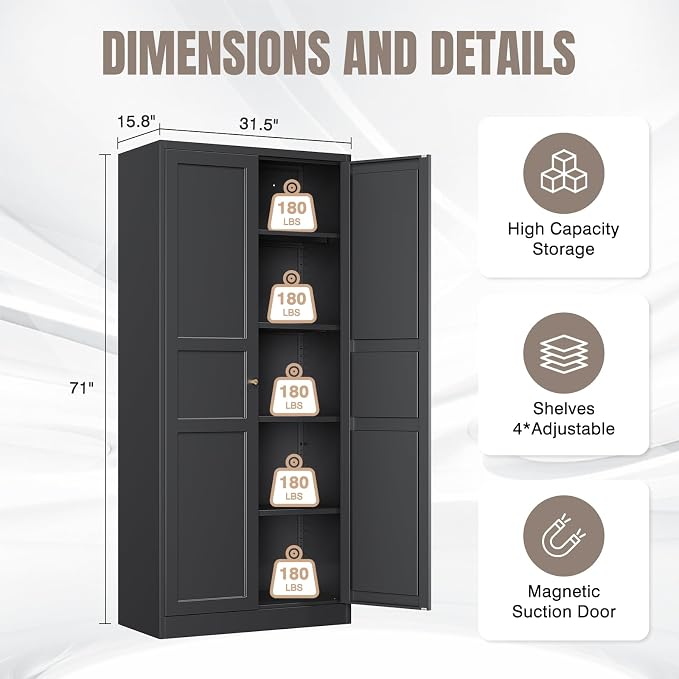 Yizosh Metal Storage Cabinet - Image 2