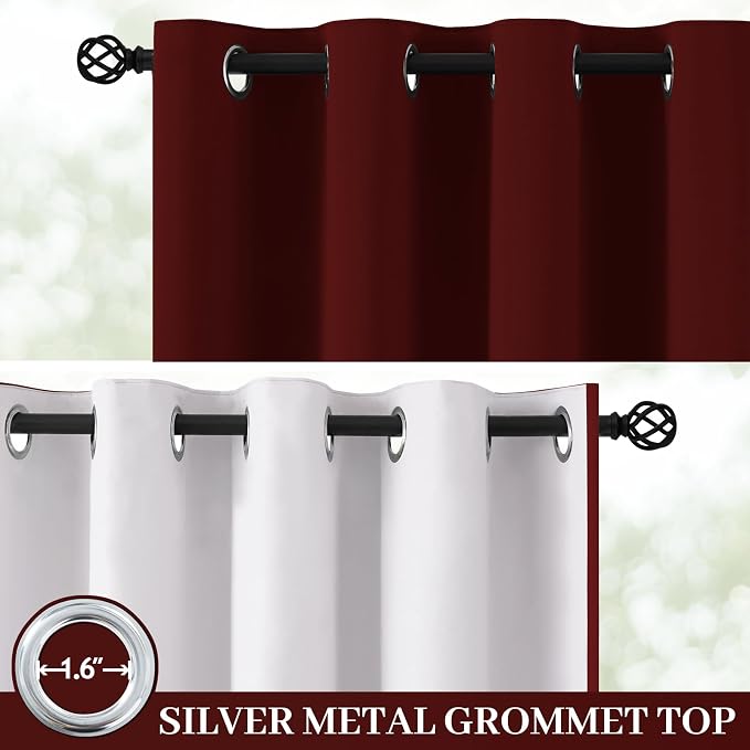 Yakamok Burgundy Red Blackout Curtains 84 Inches Long - Image 2