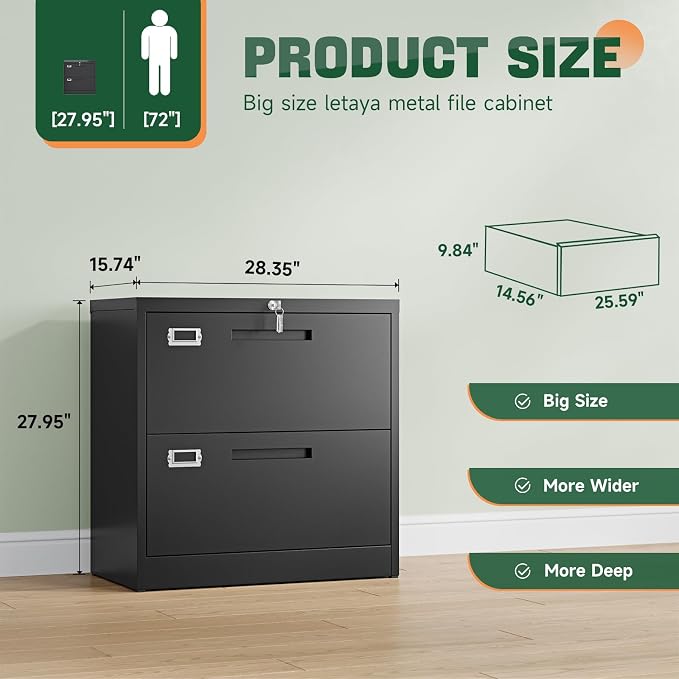 Letaya 2 Drawer File Cabinets - Image 3