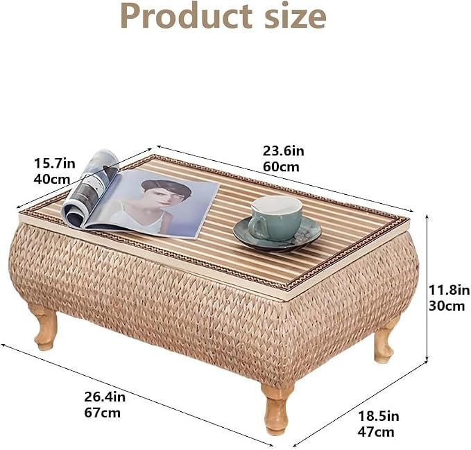Japanese-Style Rattan Floor Table - Image 3