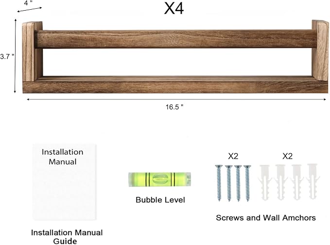 Nursery Room Shelves Set of 4, Wood Floating Book Shelves - Image 3
