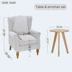 Upholster Accent Armchair & Side Table 2-Piece Set, Chenille Vintage Style - Image 3