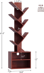 SUNMORY 6 Tier Tree Bookshelf, Tall Bookcase - Image 2