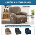 H.VERSAILTEX Velvet Stretch Recliner Couch Covers 4-Pieces Style Recliner Chair - Image 2