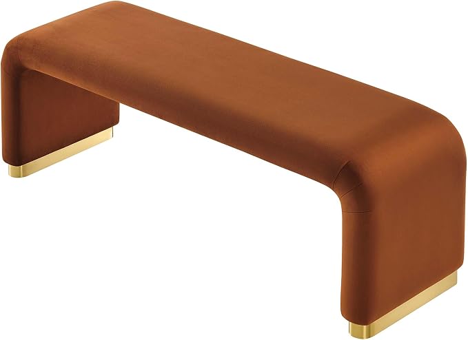 Modway EEI-6734-BRA-RUS Koda Performance Velvet Waterfall Long Bench, Brass Rust - Image 6