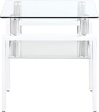 Coaster Home Furnishings Dyer 1-Shelf Square Glass Top Side End Table White - Image 5