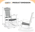 VINGLI Wooden Rocking Chair Outdoor, Patio Rockers - Image 3