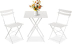 GarveeLife 3 Piece Patio Bistro Set, Folding Patio Bistro Table and Chairs Set by GarveeLife