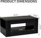 35" Wood Coffee Table for Living Room, Sides Storage - Image 2
