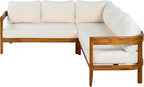 VilroCaz Outdoor Patio Furniture Set, L-Shaped Acacia Wood Sectional Sofa - Image 4