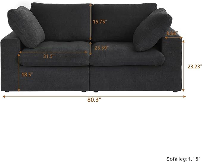JACH Modular Sectional Couches for Living Room, Modern Convertible Couch - Image 2