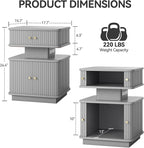 Nightstands Set of 2 with Charging Station, Modern Night Stands Set 2 with - Image 2