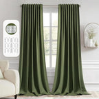 MIULEE Olive Green Back Tab Blackout Curtains 52x102 Inch Long 2 Panels Set | by MIULEE