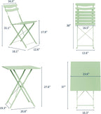 GarveeLife 3 Piece Patio Bistro Set, Folding Patio Bistro Table and Chairs Set - Image 8
