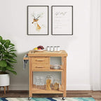 Giantex Kitchen Island, Bamboo Island Cart, Kitchen Trolley Cart on Wheels - Image 8