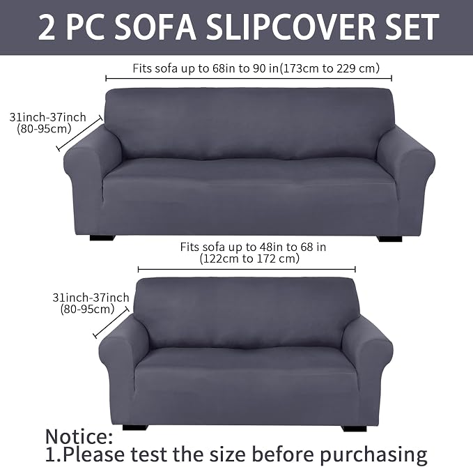 Peryiter 2 Pcs Sofa Covers Couch and Loveseat Covers Set Stretch Sofa Slipcover - Image 2