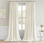 MIULEE Cream Back Tab Blackout Curtains 52x96 Inch Long 2 Panels Set | Rod - Image 9