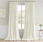 MIULEE Cream Back Tab Blackout Curtains 52x102 Inch Long 2 Panels Set | Rod - Image 9