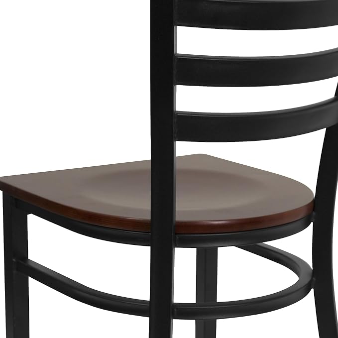 Flash Furniture 2 Pack HERCULES Series Black Ladder Back Metal Restaurant Chair - Image 9