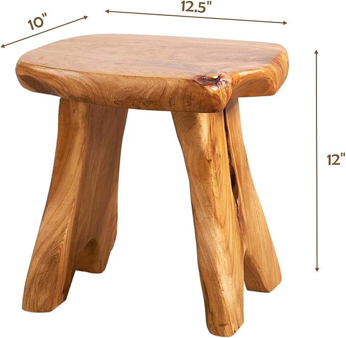 Natural Shape Stump Stool 12.5"x10"x12" Solid Wood Cedar Root End Table Rustic - Image 2