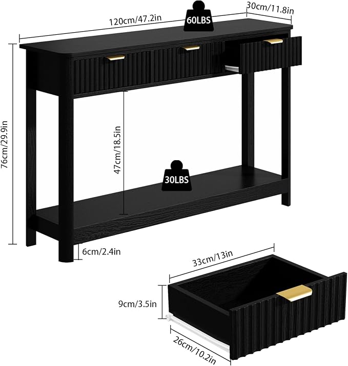 RUSTOWN Fluted Wood Console Table - Image 3