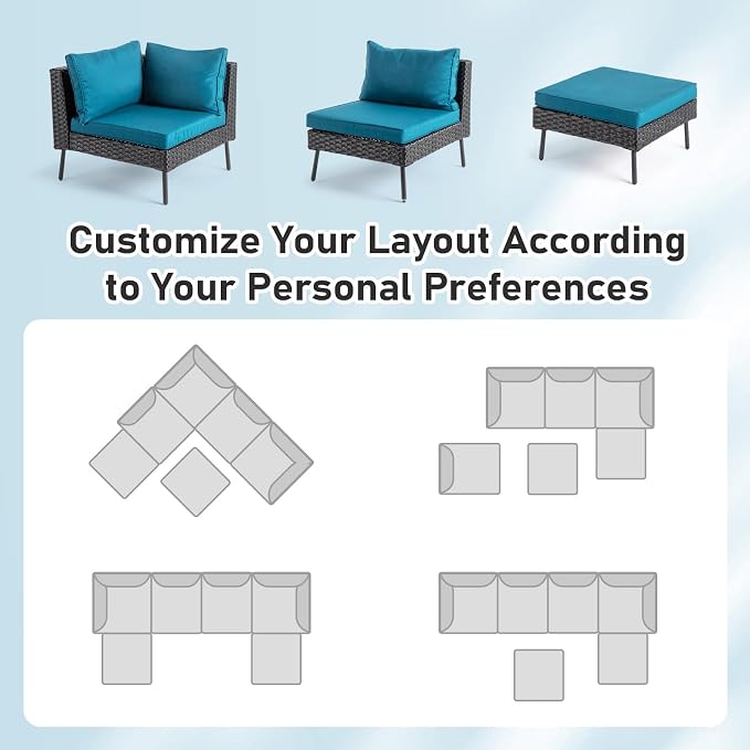 VINGLI 6-Piece Patio Furniture Set, All-Weather Wicker Outdoor Sectional Sofa - Image 7