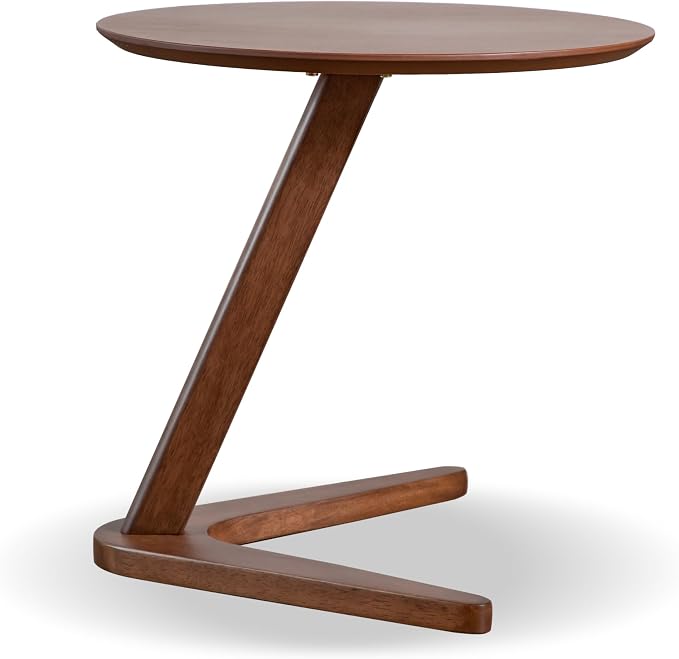 Furniture of America Lucian Mid-Century Modern Solid Wood Brown Round Side Table by FurnitureofAmerica
