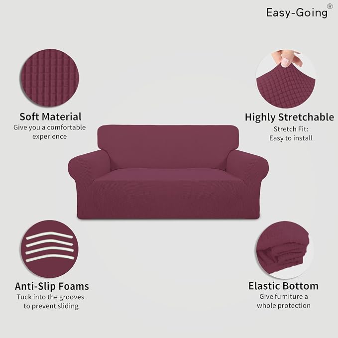 Easy-Going Stretch Oversized Loveseat Couch Covers Washable ASH Rose | 1-Piece - Image 3