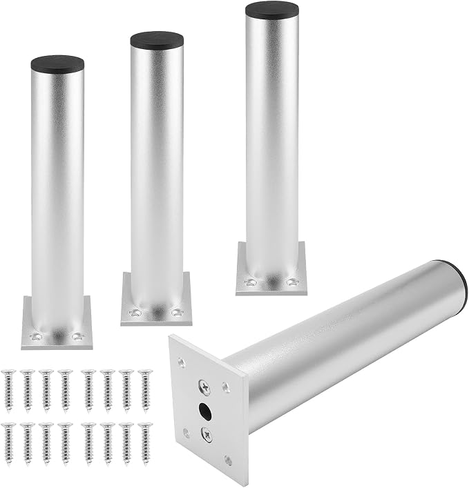 Set of 4 Furniture Legs 7.87 Inch, Adjustable Aluminum Alloy Cabinet Legs by Kyuionty