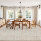 Area Rugs 9x12 Living Room: Bedroom Washable Carpet Warm Beige | Vintage Boho - Image 3