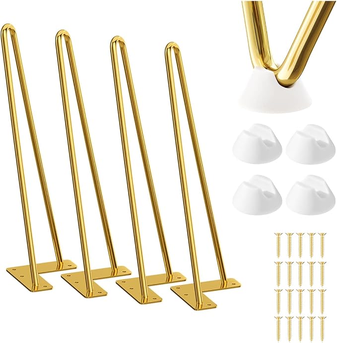 SMARTSTANDARD 12 Inch Hairpin Furniture Legs, 3/8'' Rods Metal Home DIY Projects by SMARTSTANDARD