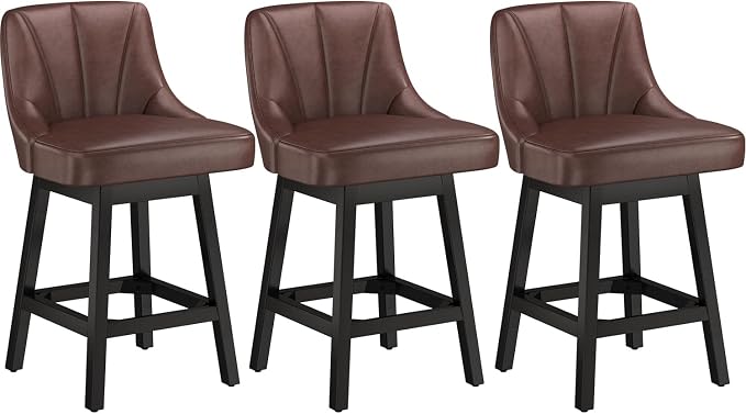 YaFiti Swivel Bar Stools Set of 3, 26 Inch Counter Height Bar Stools by YaFiti