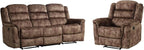 EBELLO 2 Pieces Reclining Couch Furniture Set, Soft Fabric Manual Recliner Sofa - Image 8