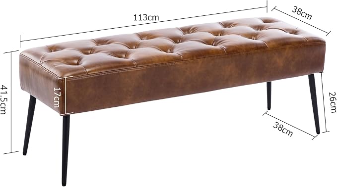 DUHOME Button-Tufted Ottoman Bench, Upholstered Bedroom Benches Leather - Image 3