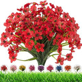 Outdoor Artificial Fake Flowers,24 Bundles UV Resistant Faux Outdoor Plastic Flower Plants for Outside Indoor Decorations(Red) by DRTDERUITAI