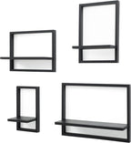 PHOENANCEE Square Floating Shelves, Framed Wall Shelf Decorative Set of 4 - Image 8