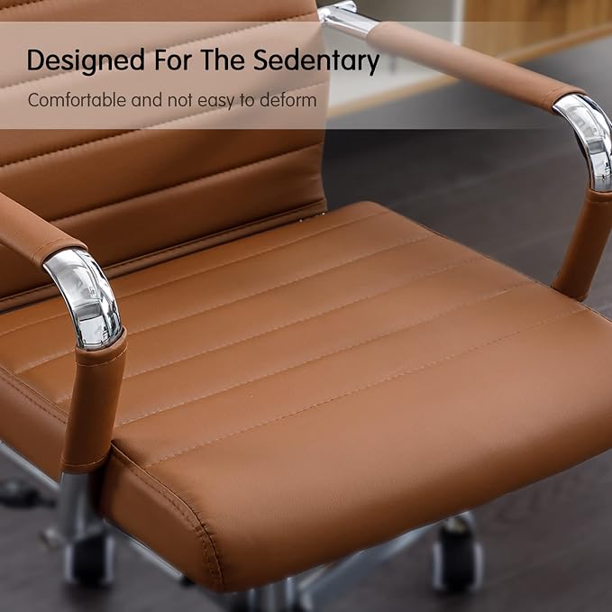 Home Office Chair Ribbed, Modern Leather Conference Room Chairs, High Back - Image 7