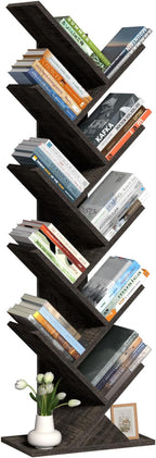 SHEEPAM 10 Tier Tree Book Shelf, Floor Standing Wood Bookshelf - Image 9