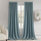 MIULEE Greyish Blue Back Tab Blackout Curtains 52x108 Inch Long 2 Panel Set | - Image 9