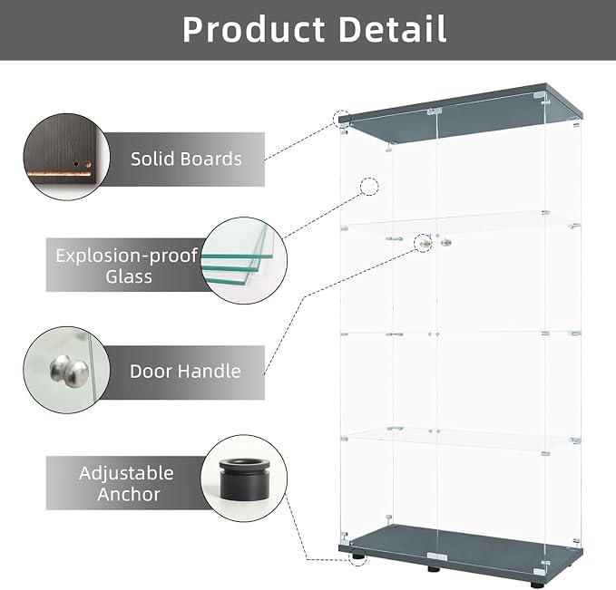 LFT HUIMEI2Y Glass Display Cabinet 4-Shelf - Image 4